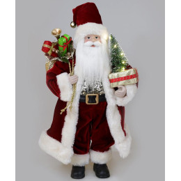 Новогодняя фигурка Санта с елочкой 46см (мягкая игрушка), с LED подсветкой, бордо Bona DP73703