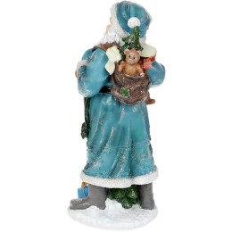 Новогодняя фигурка Санта с колокольчиками 21х18.5х45см, бирюза с серебром Bona DP73724