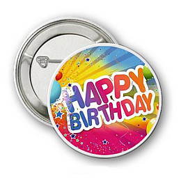 Західний значок Vivay Happy Birthday круглий 44 мм (4019)
