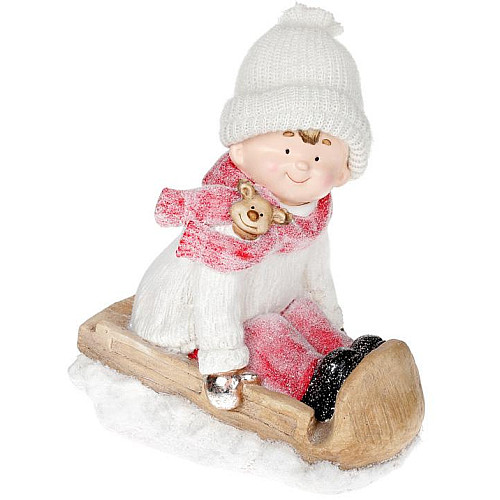 Фігура ceramic Хлопчик у білому на санках 41 см Bona DP42289