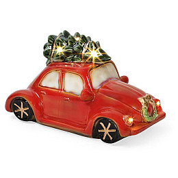 Декор новогодний Santa в машине фарфор с LED-подсветкой Bona DP42593