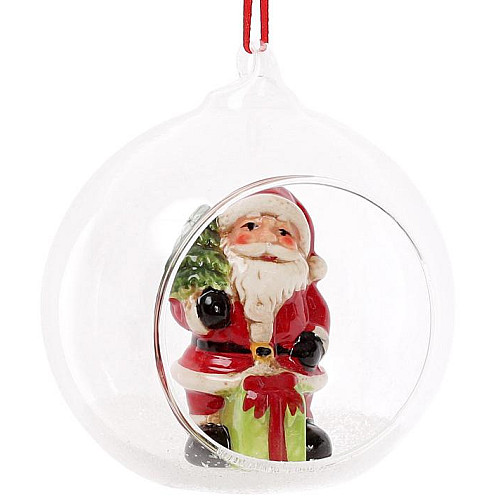 Набір 2 новорічні декоративні підвіски Santa в кулі 10х8.9х10.5 см Bona DP42814