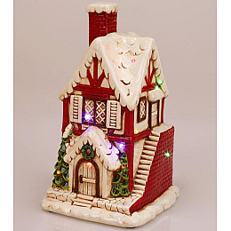Новогодний декор Кирпичный домик с LED подсветкой керамика Bona DP43191