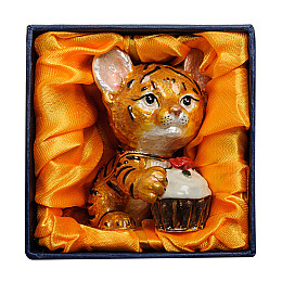 Шкатулка для бижутерии Тигренок с кексом 6 см Lefard AL45616