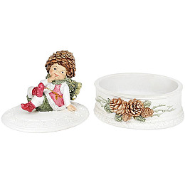 Декоративна шкатулка Малюк Ельф 11.3х10.6х11.9см полістоун Bona DP69139