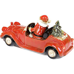 Новогодний декор Санта в красном автомобиле с LED подсветкой Bona DP69429