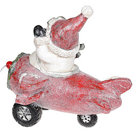 Декоративный Снеговик в красном самолете с LED подсветкой керамика Bona DP69435