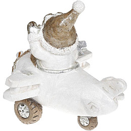 Декоративный Снеговик в белом самолете с LED подсветкой керамика Bona DP69436