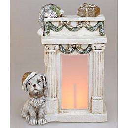 Фигура Пёсик у камина с LED-подсветкой 295х145х39см Bona DP69440 Белый