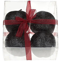 Набор подвесок из 4 шт Яблоко 6.5см черный с глиттером Bona DP73708