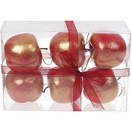 Набор подвесок из 6 шт Яблоко 6.5см красное золото Bona DP73713