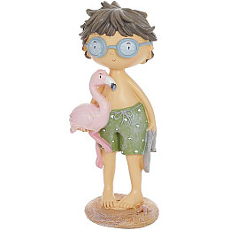 Фігурка інтер'єрна Boy with Flamingo 7.5x6.5x18 см Bona DP118176
