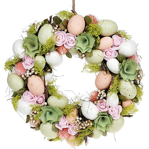 Декоративний вінок підвісний Pink Flowers Ø32cm Bona DP118225