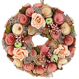 Декоративний вінок підвісний Peach Roses Ø24cm Bona DP118242