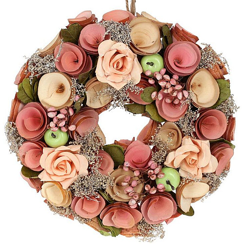 Декоративный венок подвесной Peach Roses Ø24cm Bona DP118242