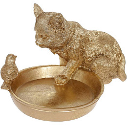 Підставка для ювелірних виробів Bona Kitten with a bird 14х17.5х24 см Золота DP119974