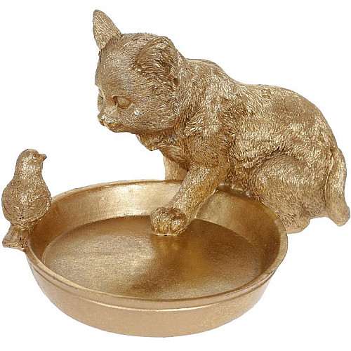 Підставка для ювелірних виробів Bona Kitten with a bird 14х17.5х24 см Золота DP119974