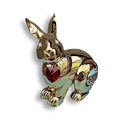 Статуетка Crystocraft Кролик Хрустальне серце зі стразами Swarovski 6х6 см Gold (AL186563)