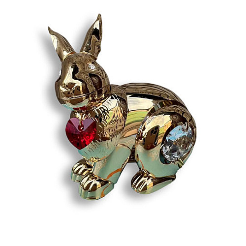 Статуетка Crystocraft Кролик Хрустальне серце зі стразами Swarovski 6х6 см Gold (AL186563)