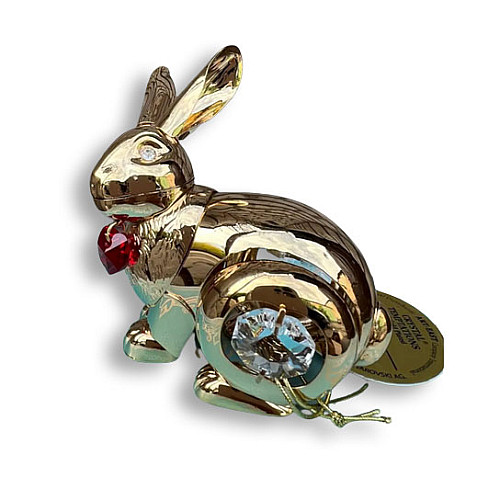 Статуетка Crystocraft Кролик Хрустальне серце зі стразами Swarovski 6х6 см Gold (AL186563)