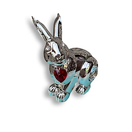 Статуетка Crystocraft Кролик Хрустальне серце зі стразами Swarovski 6х6 см Silver (AL186564)