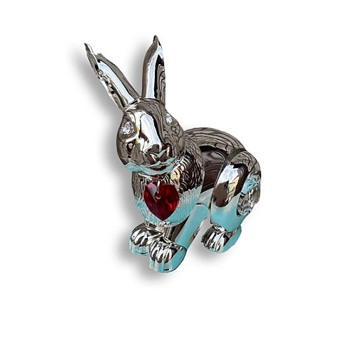 Статуетка Crystocraft Кролик Хрустальне серце зі стразами Swarovski 6х6 см Silver (AL186564)