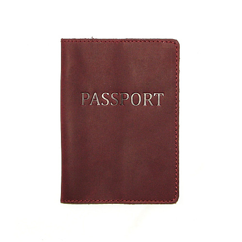 Обложка на паспорт DNK Leather Паспорт-H col.L 15,5*9,8 см Бордовая