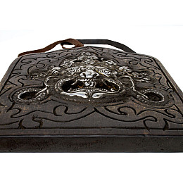 Захисне тибетське панно маска Махакали Карбування по міді та різьблене дерево Ручна робота Kailash 30 см (26723)