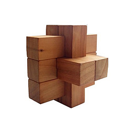 Дерев'яна головоломка Круть Верть Хрест 2+2+3 8х8х8 см (nevg-0006)