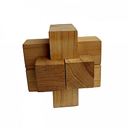 Дерев'яна головоломка Круть Верть Хрест Простий 7х7х7 см (nevg-0018)