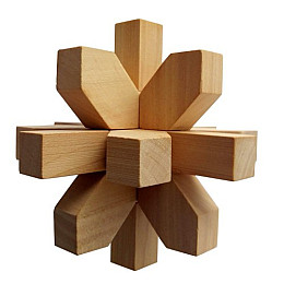 Дерев'яна головоломка Круть Верть Сніжинка 9.5х9.5х9.5 см (nevg-0037)