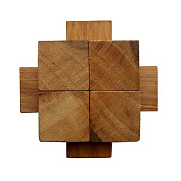 Дерев'яна головоломка Круть Верть Хрест 2+2+4 7х7х7 см (nevg-0015)