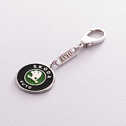 Серебряный брелок для машины Skoda 9017.1 Оникс 6.45 г Черный Зеленый