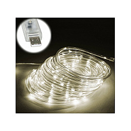 Гирлянда светодиодная нить Led Капли росы дюралайт на 100 светодиодов с USB подключением 9 м Белый теплый