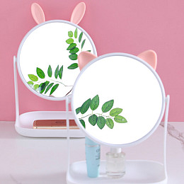 Настільне Дзеркало Макіяжу з Жовтими Заїчими Вушками Пудра (18779) Bioworld