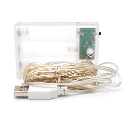 Гирлянда Нить Led 50 проволока 5 м Холодный Белый 1 режим USB + батарейка Decorative Light 218-21528271