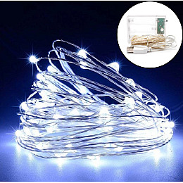 Гірлянда Нитка Led 50 дріт 5 м Холодний Білий 1 режим USB + батарейка Decorative Light 218-21528271