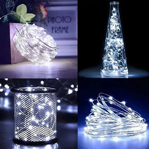Гирлянда Нить Led 50 проволока 5 м Холодный Белый 1 режим USB + батарейка Decorative Light 218-21528271