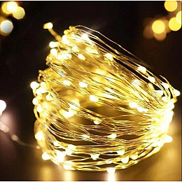 Гірлянда Нитка Led 50 дріт 5 м Теплий Білий 1 режим USB + батарейка Decorative Light 218-21528272
