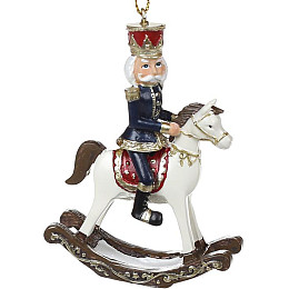 Підвіски Лускунчик Новорічна історія (з конем) білий-синій BonaDi DP186307