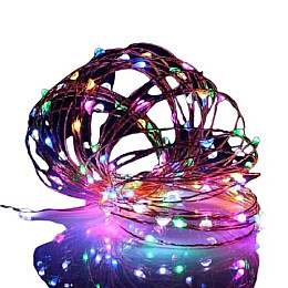 Гірлянда світлодіодна роса на батарейках Minerva 10 м, 100 LED Мультиколор (hub_nkwg7u)