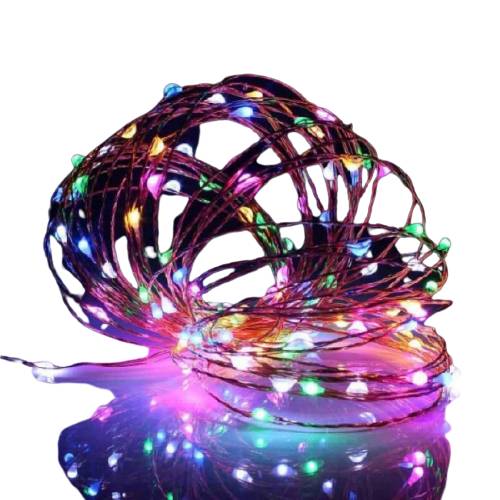 Гірлянда світлодіодна Mine роса на батарейках 10 м, 100 LED Мультиколор (hub_4b92nd/125401)