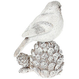 Статуетка декоративна Пташка на шишці 13.5см срібло DP42330 BonaDi