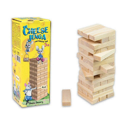Настольная игра "Cheese Jenga" Strateg 30718 48 брусков на украинском языке