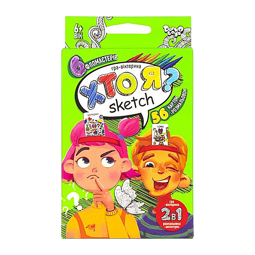 Розважальна та розвиваюча настільна гра "Хто Я? Sketch" Danko Toys HIM-06-01U з фломастерами