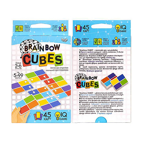 Розважальна настільна гра "Brainbow CUBES" Danko Toys G-BRC-01-01 45 карт