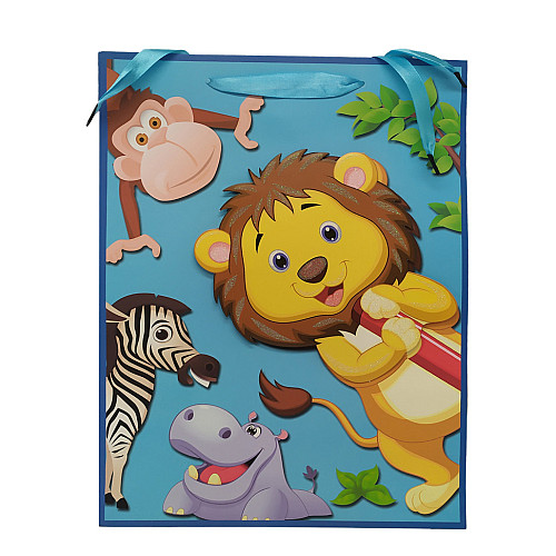 Подарочный пакет "Сафари" Bambi 2351L 40 х 30 х 01 Синий