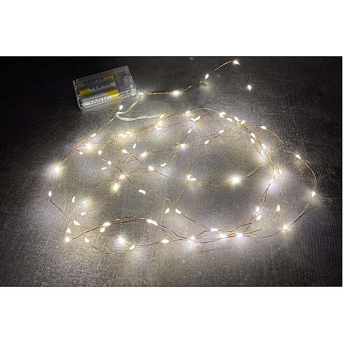 Гирлянда светодиодная A-PLUS НА БАТАРЕЙКАХ 4 м 80 диодов LED, желтый цвет