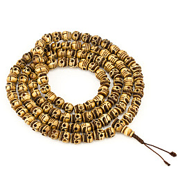 Чотки тибетські тантричні Черепи Кістка яка Kailash 108 намистин 10-10.8 мм старої слонової кістки  (27593)