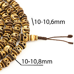 Чотки тибетські тантричні Черепи Кістка яка Kailash 108 намистин 10-10.8 мм старої слонової кістки  (27593)